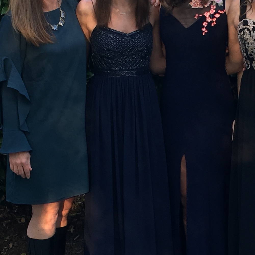 Navy Blue Beaded Formal Dress
